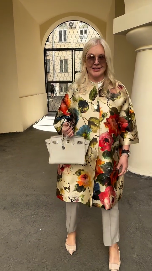 Floral Print Oversized Coat