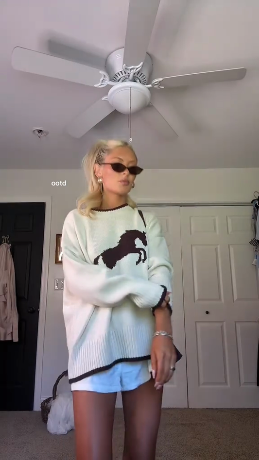 Horse Print Oversized Sweater