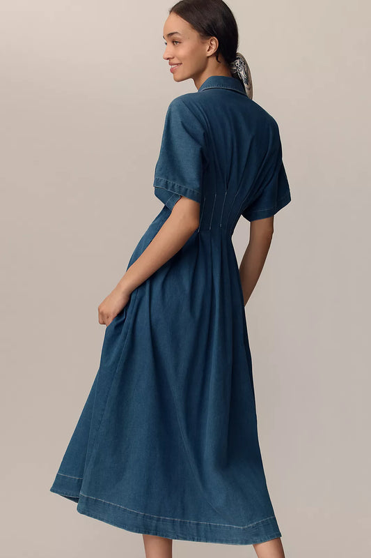 Blue Denim Midi Dress