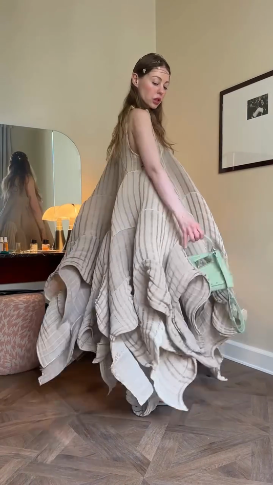 Asymmetrical Striped Sleeveless Dress