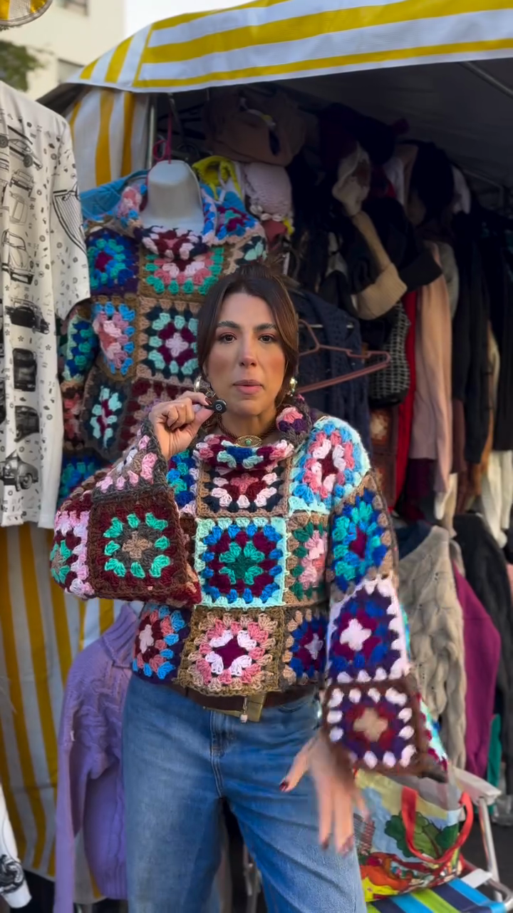 Colorful Granny Square Crochet Sweater