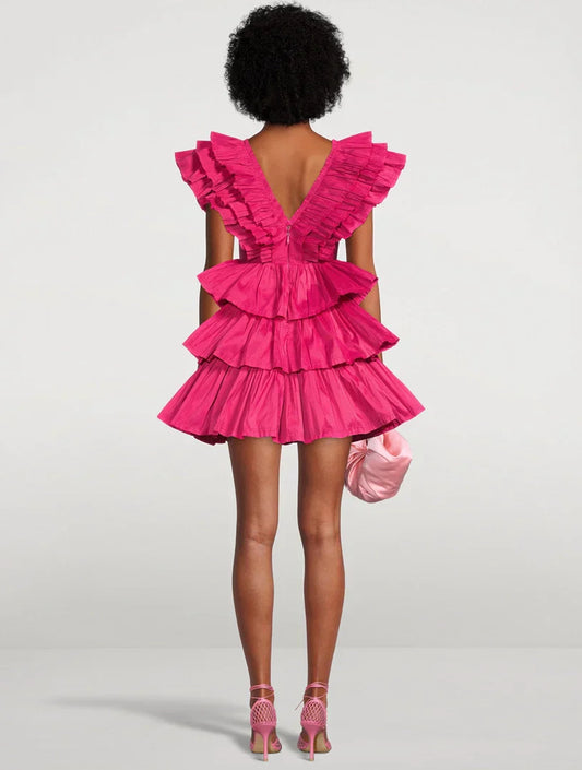 Hot Pink Ruffled Mini Dress