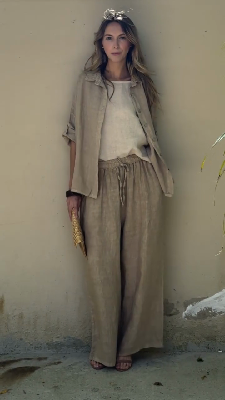 Beige Linen Two - Piece Set