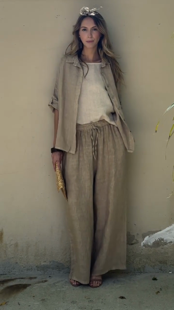 Beige Linen Two - Piece Set