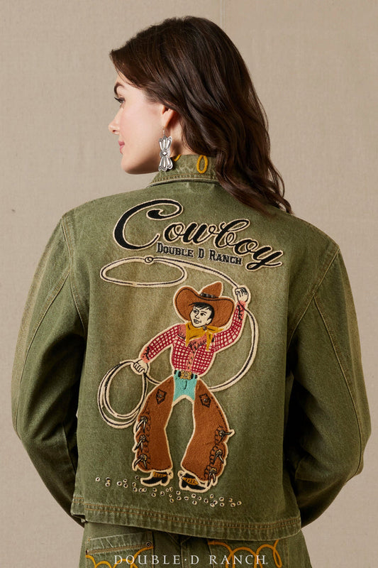 Green Denim Embroidered Jacket