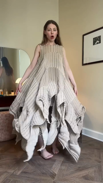 Asymmetrical Striped Sleeveless Dress