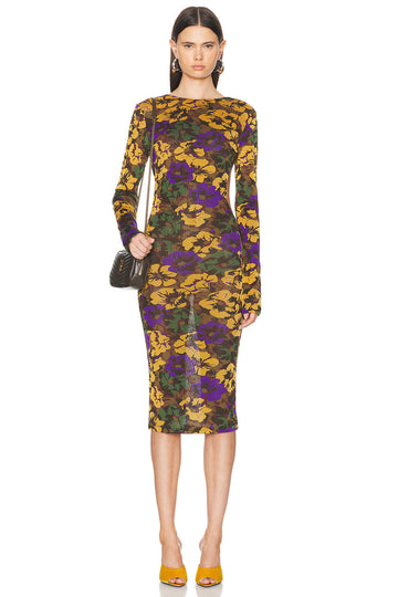 Long Sleeve Floral Midi Dress