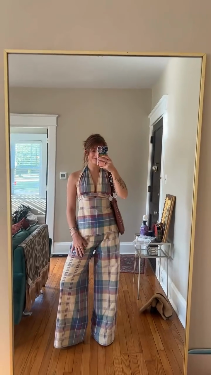 Plaid halterneck suit