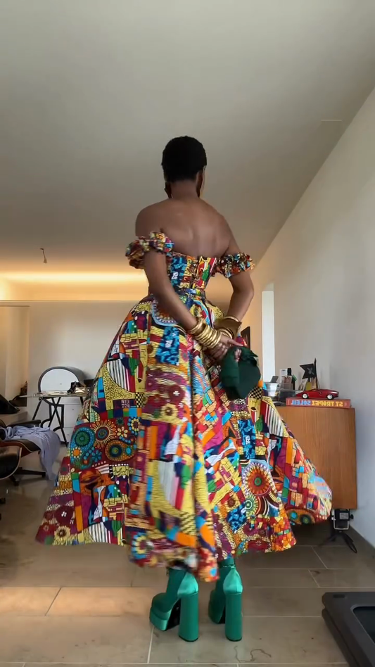 Colorful African - Print One - Shoulder Dress