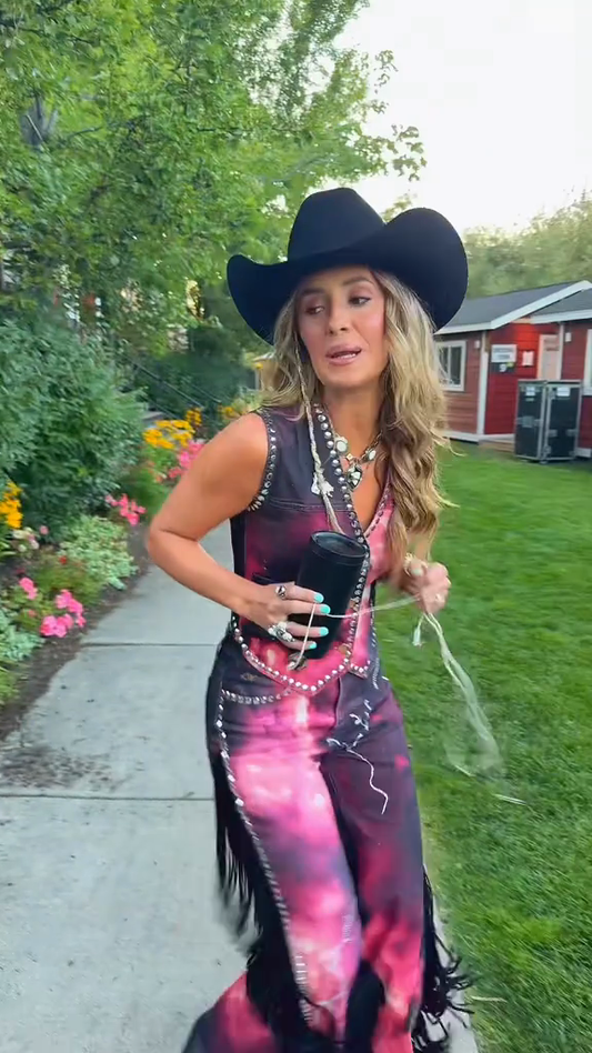 Pink and Purple Tie-dye Fringe Western Set