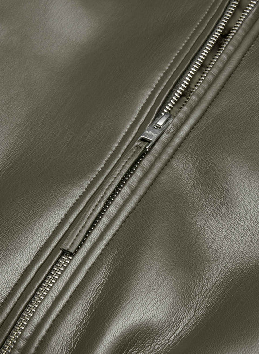 Faux Leather Bomber Jacket