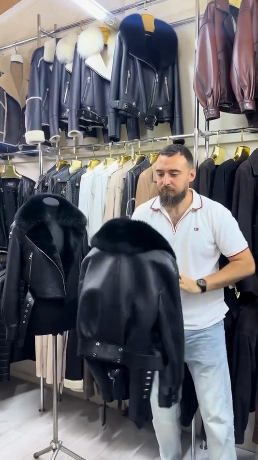 Black Leather Jackets with Fur Collar