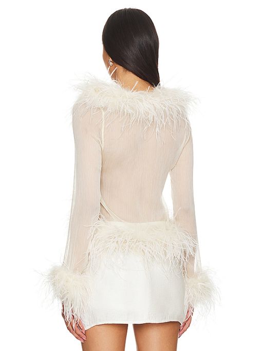 White Feather - Embellished Sheer Top