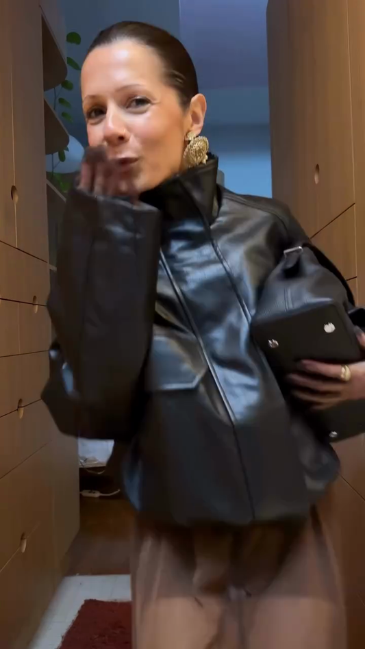 Black Leather Cropped Jacket