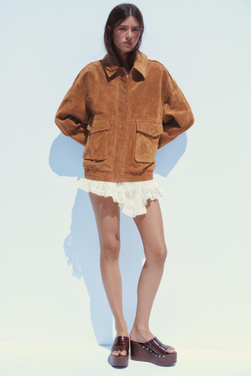 Brown Suede Oversized Jacket