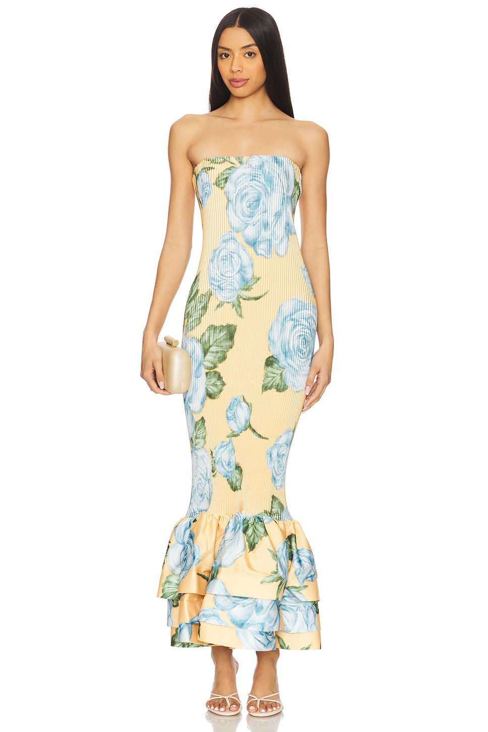 Strapless Floral Mermaid Maxi Dress