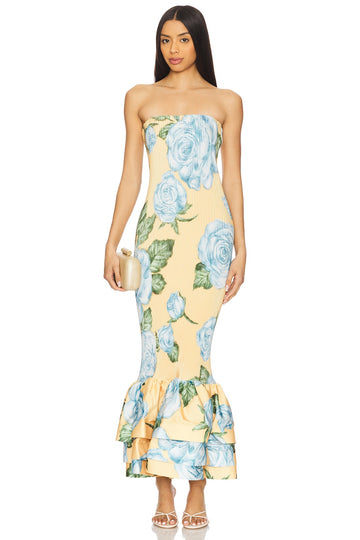 Strapless Floral Mermaid Maxi Dress