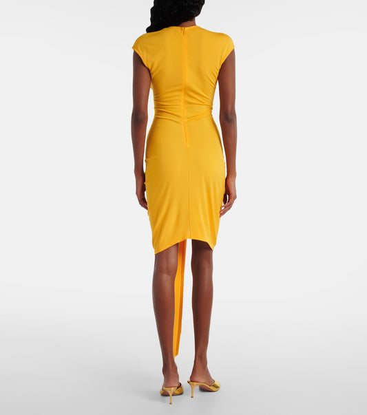 Yellow Cutout Twist Detail Dress
