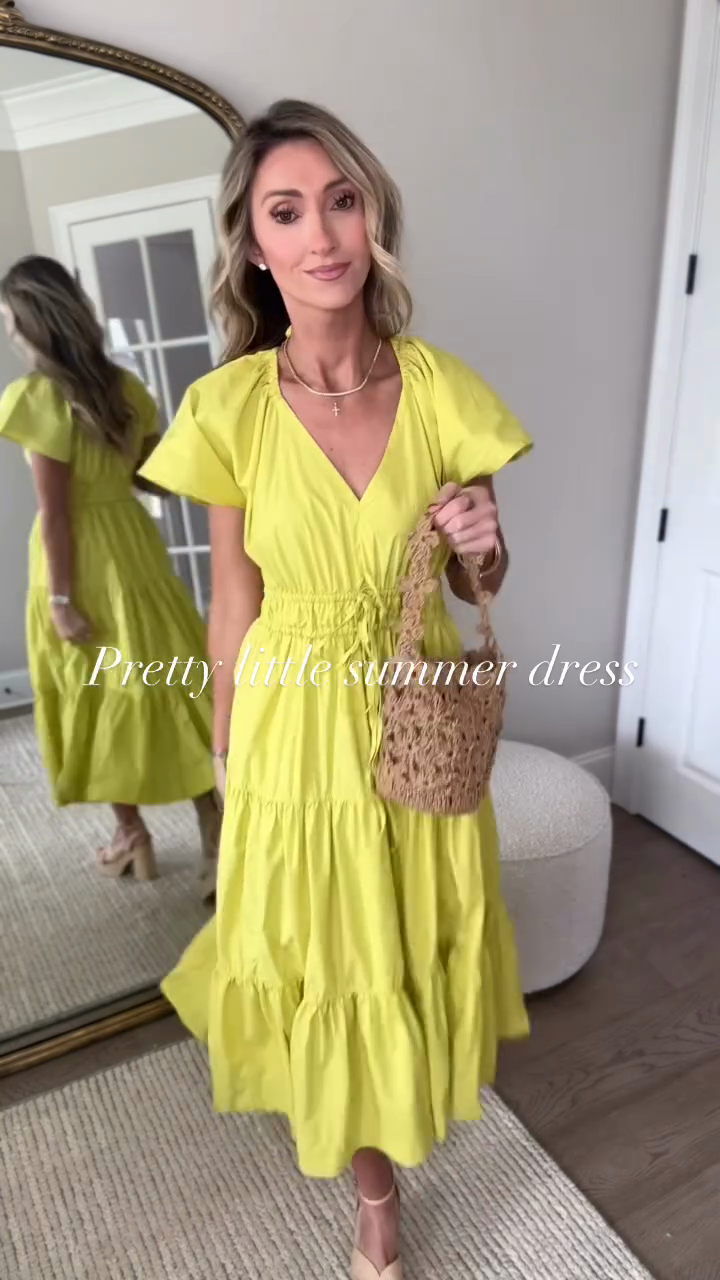 Lime Green Tiered Maxi Dress