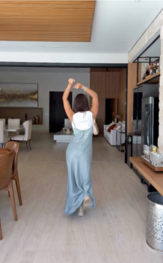 Light Blue Satin Layered Dress