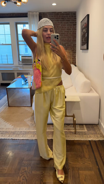 Yellow Satin like Co - ord Set