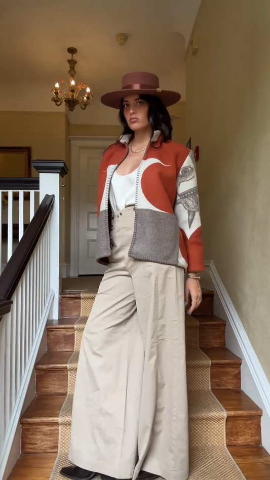 Color - Blocked Patterned Knit Jacket