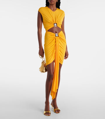 Yellow Cutout Twist Detail Dress