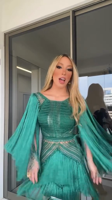 Teal Fringe - Embellished Knit Dress