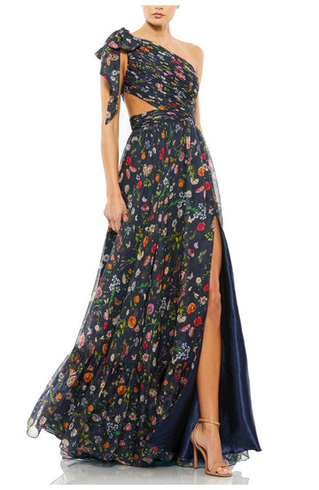 Navy Floral One - Shoulder Maxi Dress