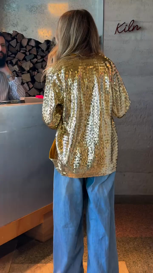 Gold Sequin Embellished Cardigan