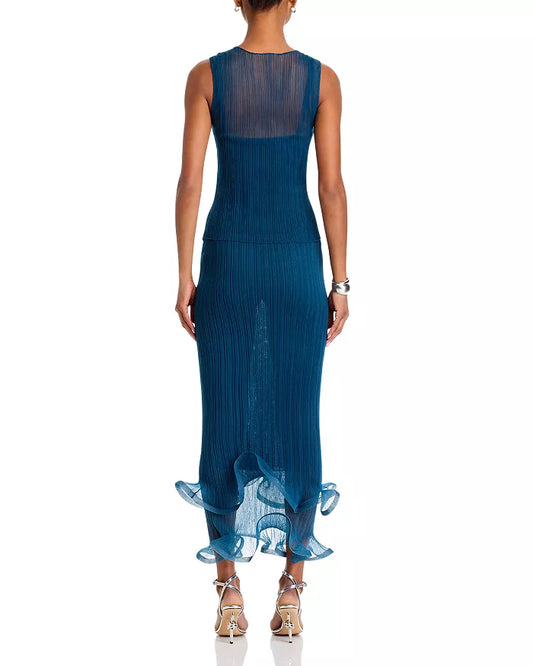 Sleeveless Cropped Top and High Waist Printed Maxi Skirt Set