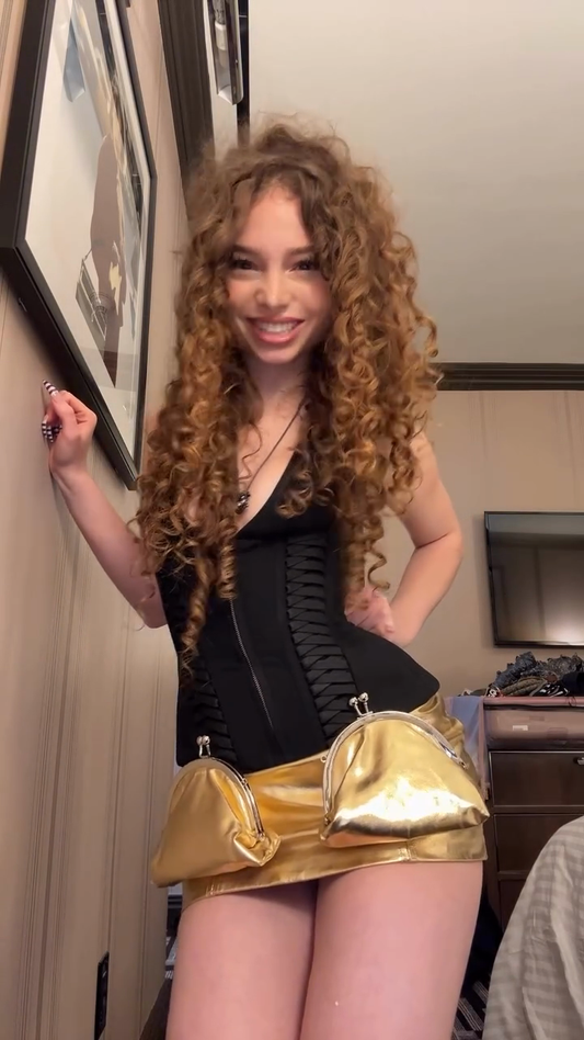 Black corset and gold skirt set