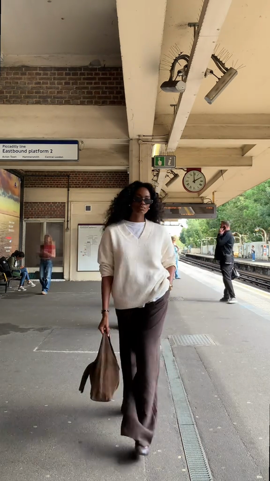 Cream V - Neck Sweater