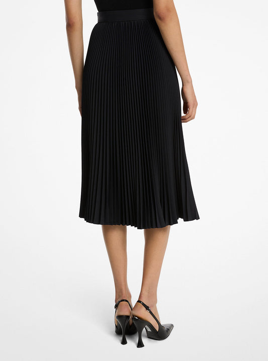 Black Halter Neck Belted Pleated Midi Dress