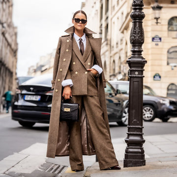 Brown Woolen Suit with Long Overcoat