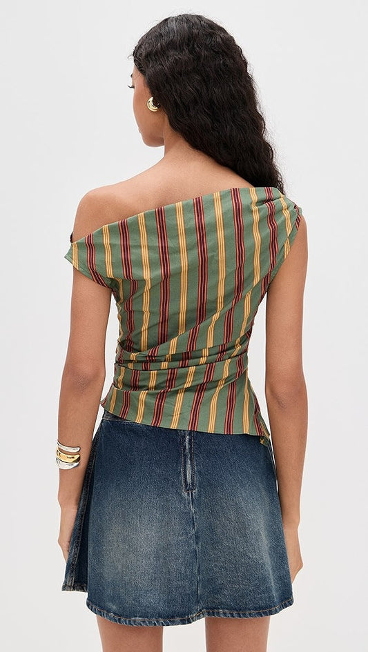 One - Shoulder Striped Top