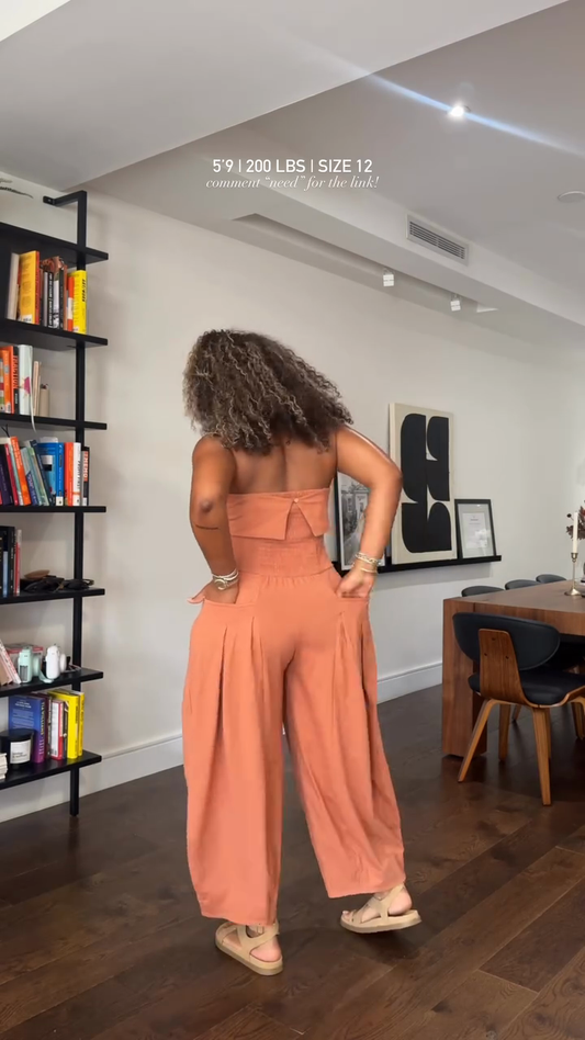 Coral Strapless Jumpsuit