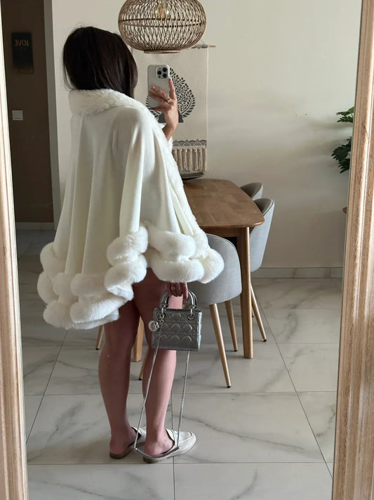 Cream Faux Fur - Trimmed Cape