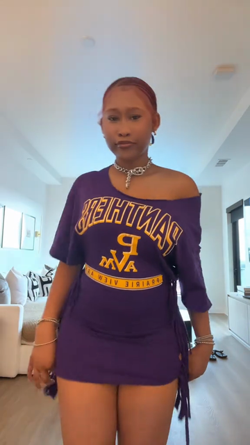 Purple Graphic Fringe Mini Dress