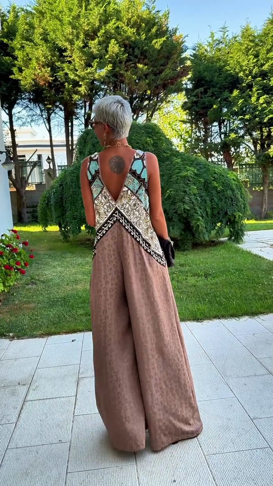 Embroidered V - Neck Maxi Dress