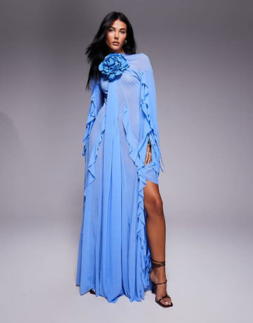 Sheer Ruffled Maxi Dress