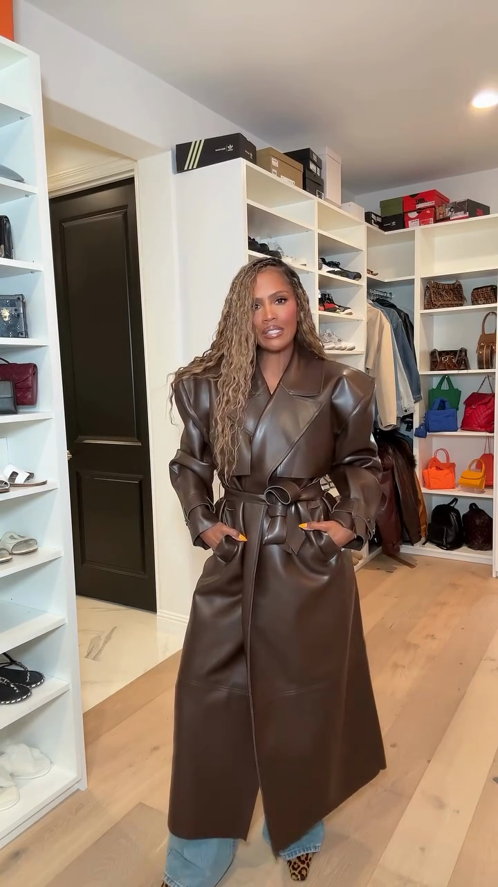 Oversized Leather Trench Coat