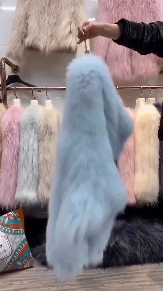 Light Blue Faux Fur Jacket