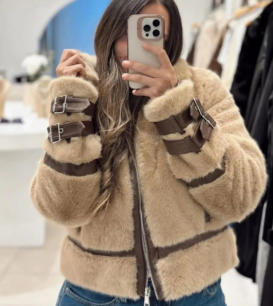 Brown Furry Cropped Jacket