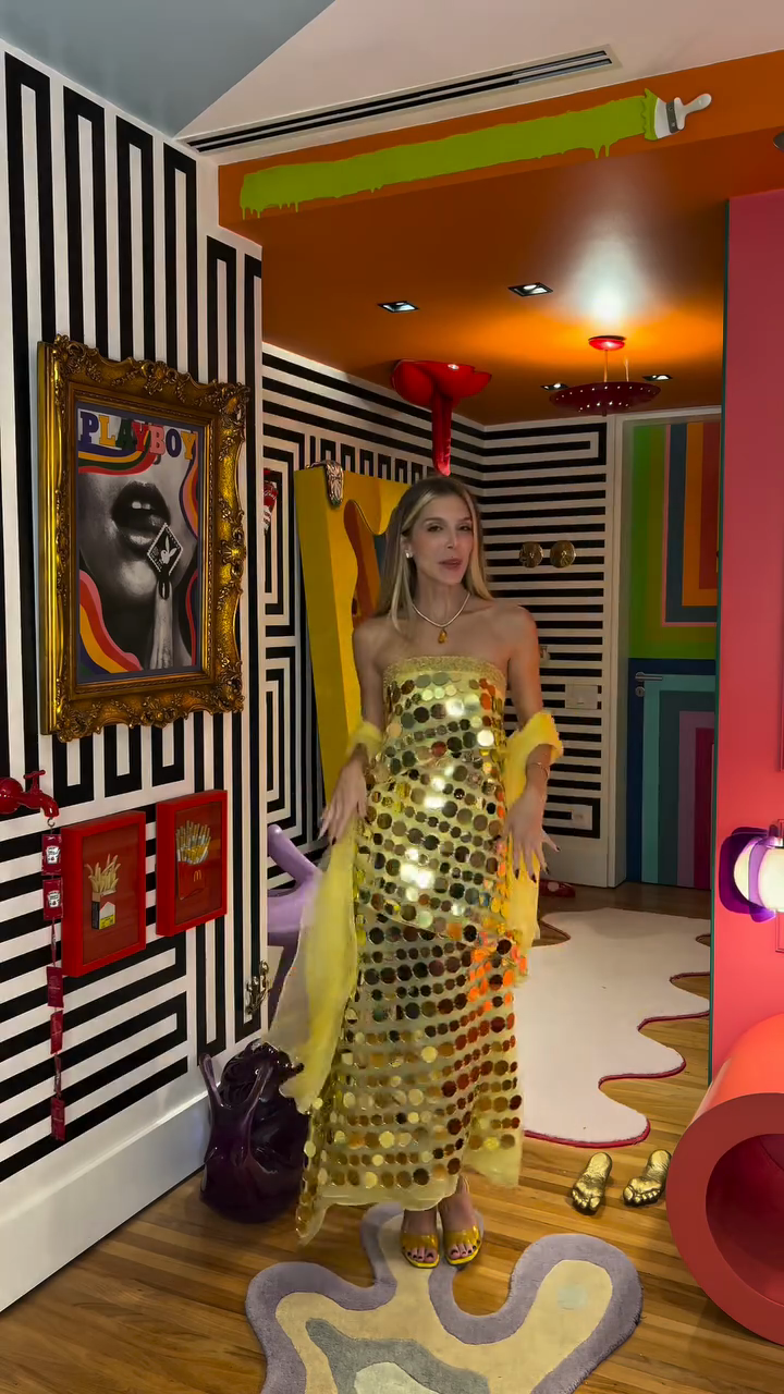 Gold Sequined Off - The - Shoulder Top and Maxi Skirt Set