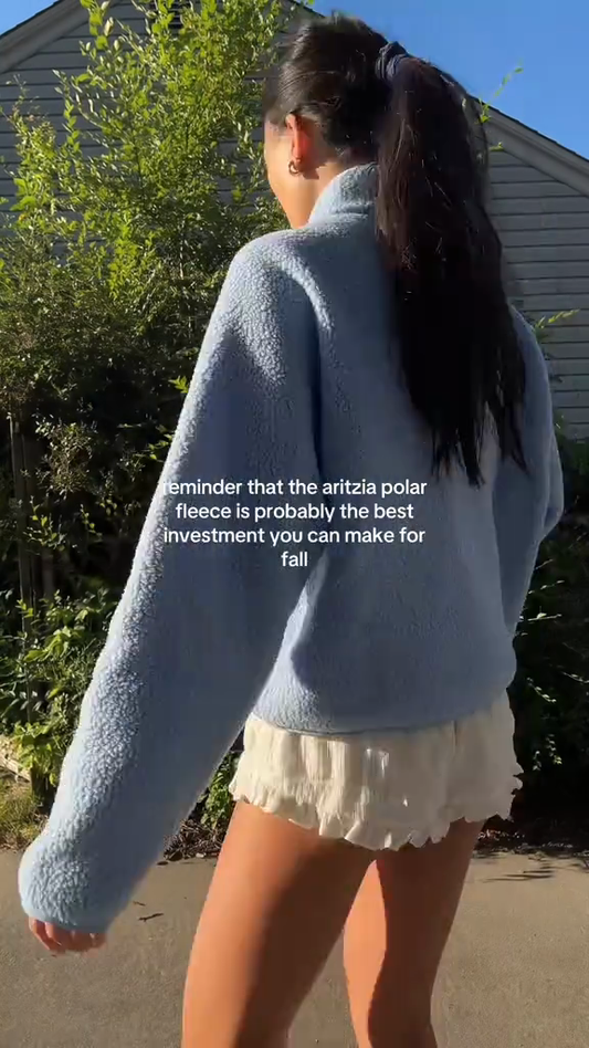 Light Blue Fleece Quarter - Zip Pullover