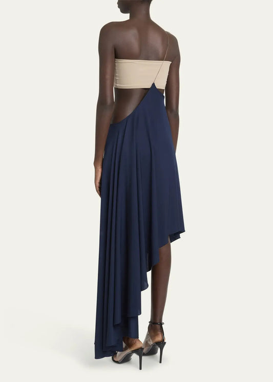 Asymmetric Full - Length Chiffon Skirt