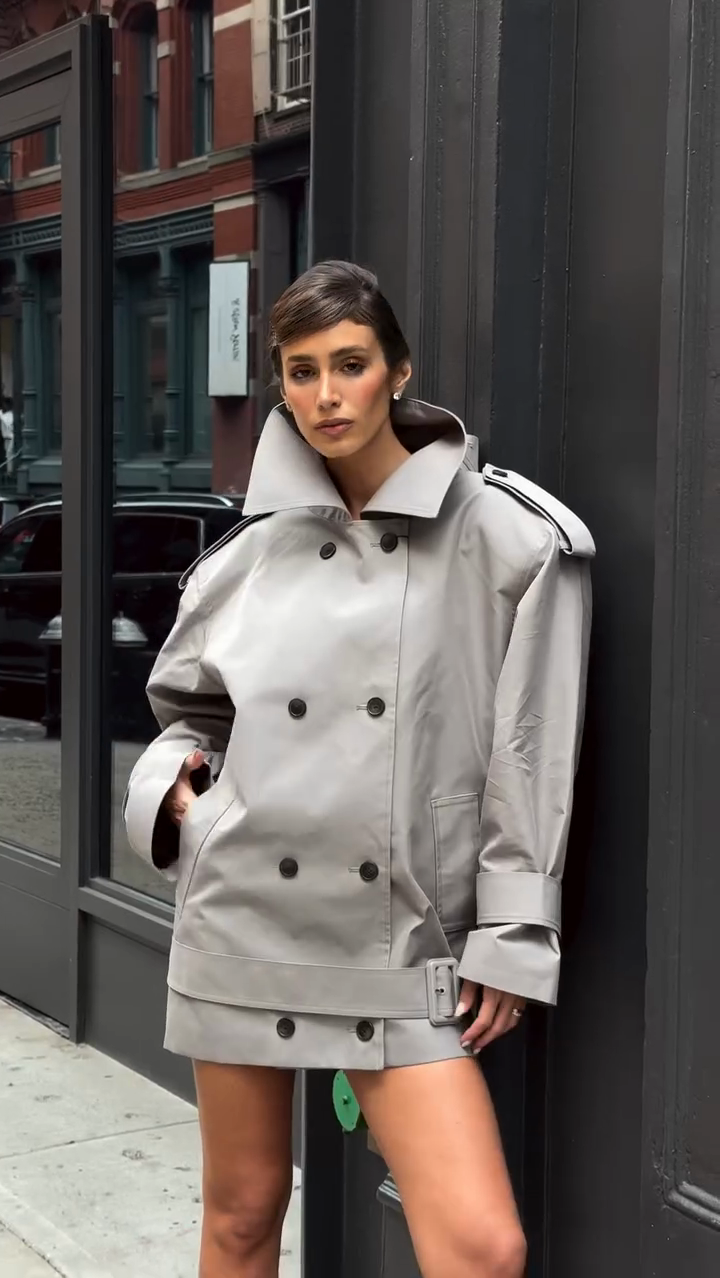 Oversized Double - Breasted Trench Coat