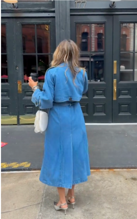 Light Blue Denim Trench Coat