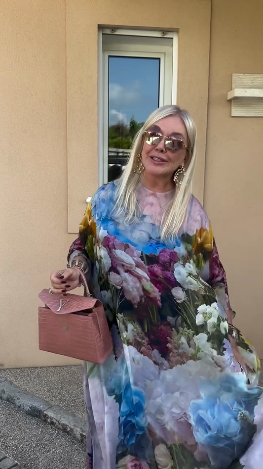 Floral - Printed Sheer Kaftan Dress